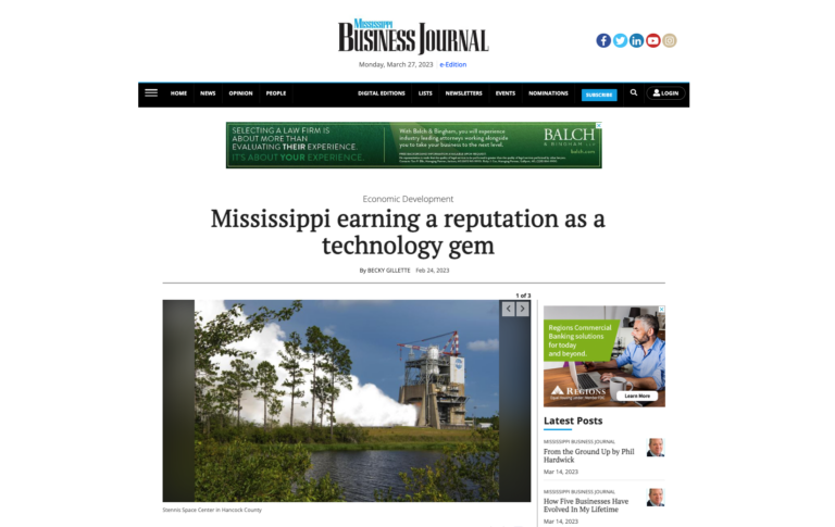Read more about the article MBJ Reports: ‘Mississippi a Technology Gem’
